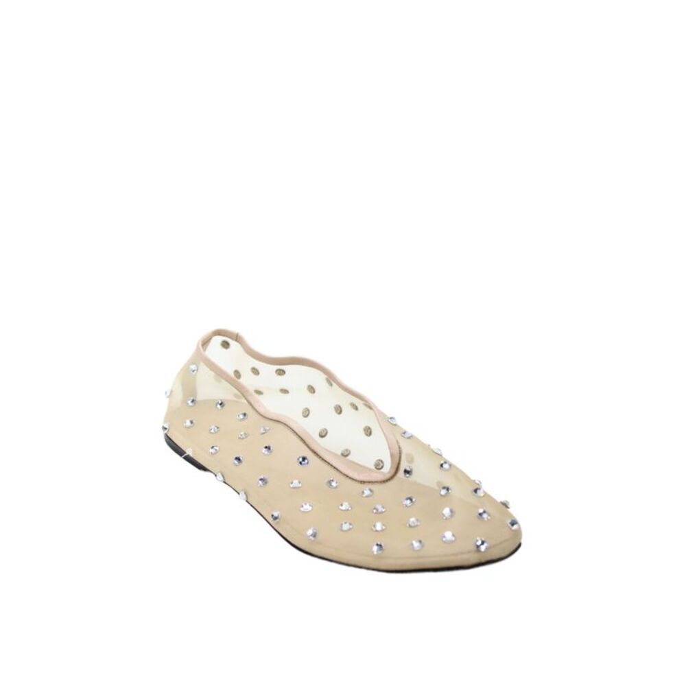 Khaite Womens Jeweled Polka Dot Mesh Flats Beige Size EUR 39